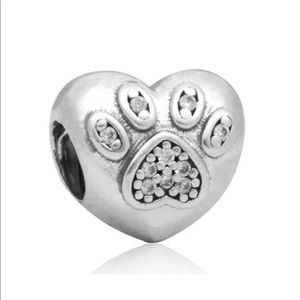 NEW•Silver Heart Paw Print DIY charm/bead